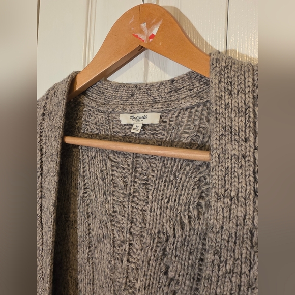 Madewell Wool & Alpaca Blend Knit Cardigan Sweater heathered taupe/oat/greige M - Picture 4 of 7